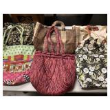 7 assorted fabric tote bags and shoulder bags in