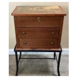 VTG. MINI FLIP-TOP WOOD CHEST, DECORATIVE TOP,