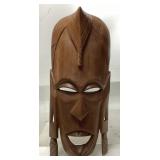 HAND CARVED WOOD TRIBAL MASK, 20in H