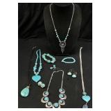 ASSORTED BOHO STYLE TURQUOISE & SILVER-TONE