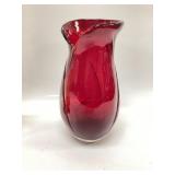 Vtg Teleflora Ruby Red Art Glass Vase,