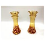 Pair Kralik Cadmium Uv Reactive Vases Glows 365