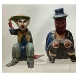 PAIR OF VTG. HAND CARVED WOODEN FOLK ART FIGURINES