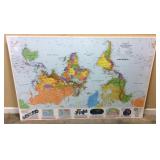LARGE WORLD WALL MAP, 56in by 37in