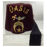 VTG. MAROON OASIS SHRINERS FEZ HAT, SIZE 7