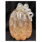 ART GLASS PUMPKIN, 9in H