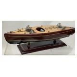 1950s MAHOGANY WOOD SPEEDBOAT MODEL