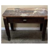 VTG. RUSTIC WOODEN WORK TABLE w SINGLE DRAWER