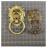 2 Brass Lion Door Knockers