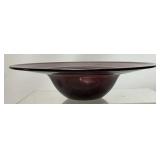 BLENKO AMETHYST LOW PROFILE GLASS CONSOLE BOWL,