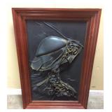 VTG. 3D LEATHER RELIEF WALL ART, PROFILE