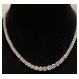 14KT WHITE GOLD DIAMOND NECKLACE, 17.5in L,