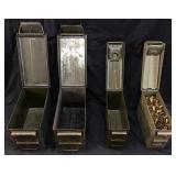 (4) U.s. Military Ammo Cans, 1 With .45cal Brass