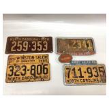 4 Vintage North Carolina license plates years