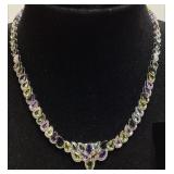 MULTI COLOR SAPPHIRE & DIAMOND NECKLACE, 17.25in