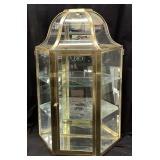 BRASS & GLASS DISPLAY CABINET, 26in H x 18in W