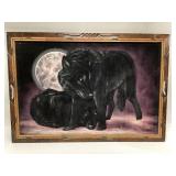 Vtg David Ortiz hand-painted black velvet artwork