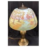 EARLY 20th CENTURY REVERSE PAINTED AUTUMN