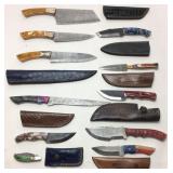 (11) Assorted Damascus Steel Full Tang Knives,