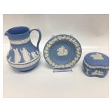 Wedgwood blue Jasperware Etruscan pitcher,