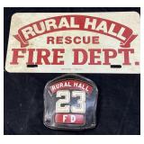 RURAL HALL RESCUE FIRE DEPARTMENT LICENSE PLATE