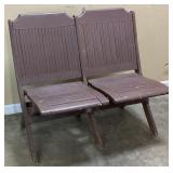 VTG. DOUBLE SEAT WOODEN FOLDING BENCH