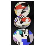 (9) MIKASA MAXIMA ART DECO STYLE DINNER PLATES,