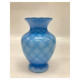 Fenton Vase Blue Diamond optic pattern
