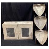 VTG. WOODEN MEDICINE WALL CABINET & HEART SHAPED