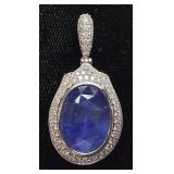 PLATINUM SRI LANKA SAPPHIRE & DIAMOND PENDANT,