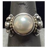 STERLING SILVER & 18KT YELLOW GOLD CAVIAR DESIGN