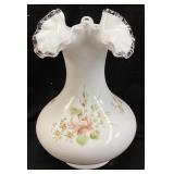 FENTON SILVER CREST MILK GLASS, HAND PAINTED