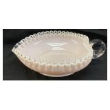VTG. FENTON SILVER CREST PINK MILK GLASS, HEART