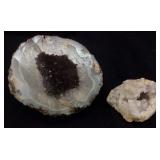 (2) SMALL AMETHYST GEODE & SMALLER QUARTZ C
