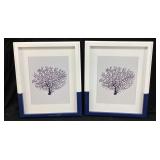 PAIR OF COASTAL STYLE CORAL ART FRAMED PRINTS