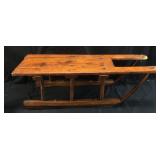 VTG. WOODEN SNOW SLED w CURVED BENTWOOD RUNNERS
