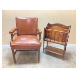 Vtg Leather and Walnut Armchair and a Vintage