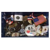 ASSORTED COLLECTION OF TOKENS, BUTTON PINS,