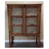 ANTIQUE WOODEN TIN PUNCH PANEL PIE SAFE w