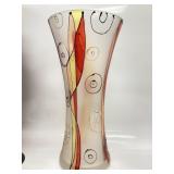 Hand painted frosted art glass vase