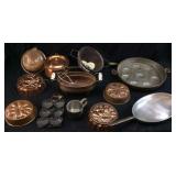 ASSORTED VTG. COPPER CAKE MOLDS, JARDINIERE