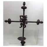 Vtg. Metal Cross Shape Lion Center Candlestick