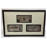 FRAMED 3 CONFEDERATE STATES OF AMERICA BANK NOTES,