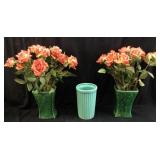 (3) VINTAGE McCOY ART POTTERY FLOWER VASES, 10in