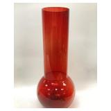 Vintage Red Glass Floor Vase Mid-Century Modern