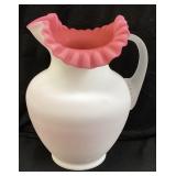 VTG. FENTON PEACH CREST SATIN ART GLASS PITCHER