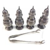 STERLING SILVER SALT & PEPPER SHAKERS w STERLING