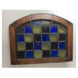 ANTIQUE ARCHED STAINED GLASS WINDOW DECORATIVE