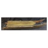 VINTAGE WOODEN SNOW SLED w METAL EDGE RUNNERS