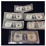 ASSORTED U.S. DOLLAR BILLS, LARGE 1923 $1 HORSE
